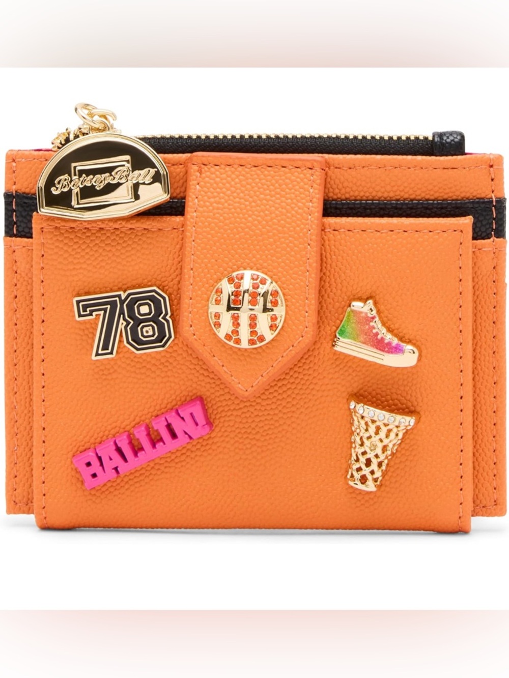 Betsey Johnson NWT Orange Mini Basketball Themed Card Wallet
